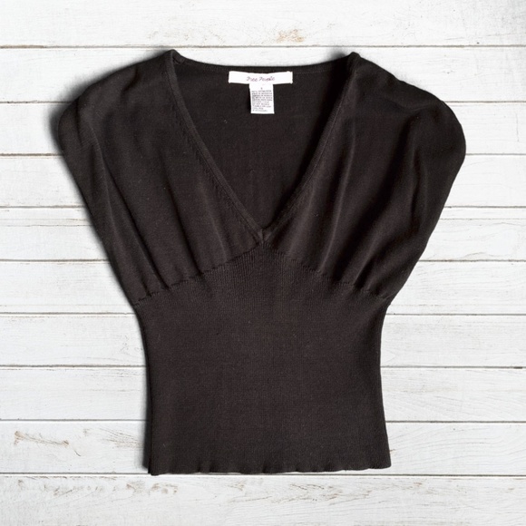 Free People Sweaters - Free People Black Cotton Cap Sleeve Sweater Top